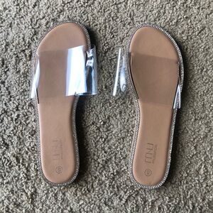 MUSSHOE Clear Slide Sandals for Women Transparent Sandals